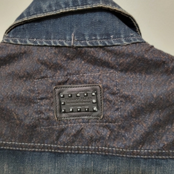 Philipp Plein Blue Denim Jacket Size M Run Small Fits Like A Size Small. - Picture 5 of 7